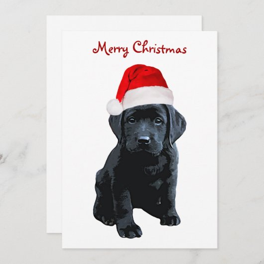 Zwart Lab Santa Hond Vrolijk Kerstfeest - Labrador Feestdagenkaart (Voorkant / Achterkant)