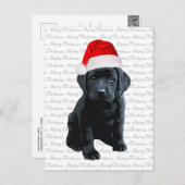 Zwart Lab Santa Hond Vrolijk Kerstfeest - Labrador Feestdagenkaart (Voorkant / Achterkant)