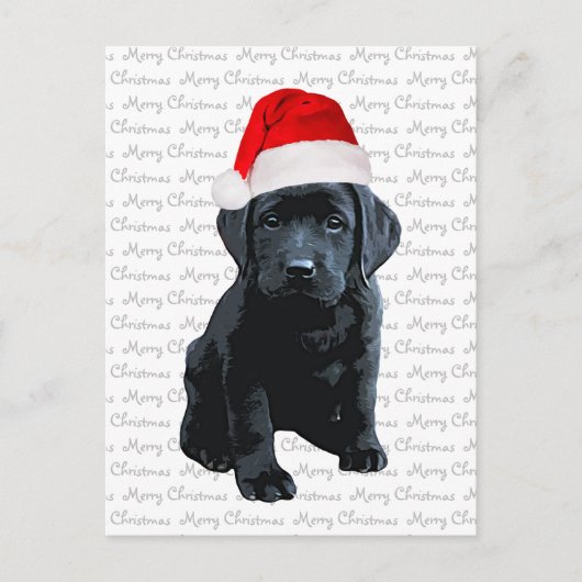 Zwart Lab Santa Hond Vrolijk Kerstfeest - Labrador Feestdagenkaart (Voorkant)