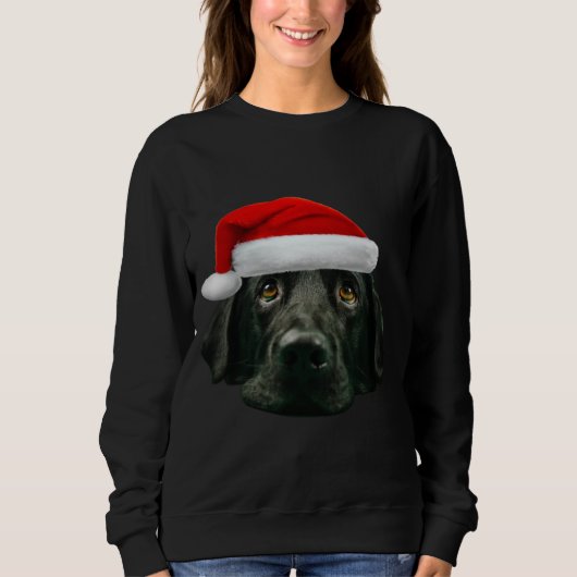 Zwart Lab Schattige Santa Hat Afbeelding Funny Chr Trui (Voorkant)