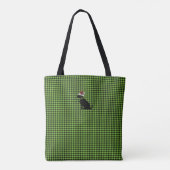Zwart Lab Silhouet Kerstmis Gingham Feestelijk Tote Bag (Achterkant)