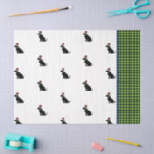 Zwart lab Silhouette kerspatroon groen cheque Tissuepapier (Craft)