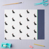 Zwart lab Silhouette Kerstpatroon Blauw cheque Tissuepapier (Craft)