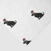 Zwart lab Silhouette Kerstpatroon Blauw cheque Tissuepapier (Detail)