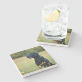 Zwart lab stenen onderzetter (Zijkant)