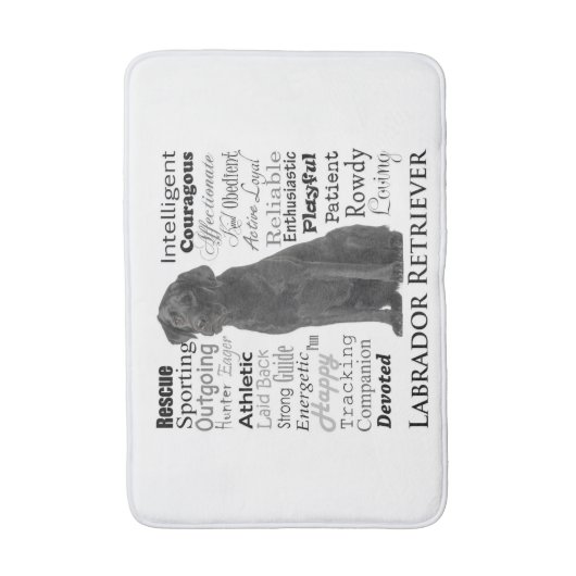 Zwart Lab Traits Badmat (Voorkant Verticaal)