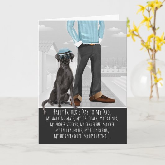 Zwart lab uit de Dog Vaderdag Funny Kaart (Gele Bloem)