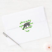 Zwart Lab Vriendelijke Cartoon Labrador bladeren Hart Sticker (Envelop)
