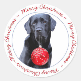 Zwart Lab Vrolijk Kerst Schattige Hondenpuppy Labr Ronde Sticker