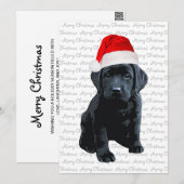 Zwart Lab Vrolijk Kerstmis Labrador Hond Santa Pup Feestdagenkaart (Voorkant / Achterkant)