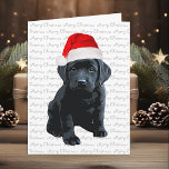 Zwart Lab Vrolijk Kerstmis Labrador Puppy Santa Do Feestdagen Kaart<br><div class="desc">Stuur kerstgroeten met deze schattige Santa Merry Christmas Black Labrador Puppy Kaart. Binnen: Vrolijk Kerstfeest ~ Gelukkig Nieuwjaar . Personaliseer met uw familienaam en namen, of verwijder als u met de hand wilt schrijven. Deze zwarte labrador kerstkaart zal een favoriet zijn onder labrador liefhebbers. Bezoek ons collectie voor bijpassende zwarte...</div>