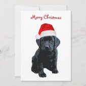 Zwart Lab Vrolijk Kerstmis Labrador Puppy Santa Do Feestdagenkaart (Voorkant)