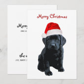 Zwart Lab Vrolijk Kerstmis Labrador Puppy Santa Do Feestdagenkaart (Voorkant / Achterkant)