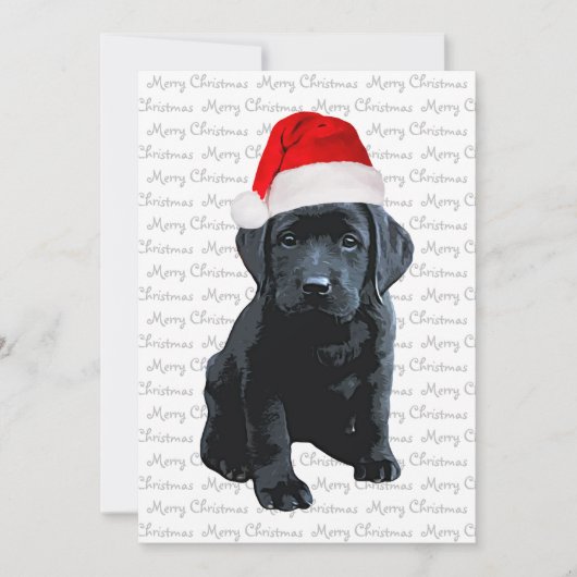 Zwart Lab Vrolijk Kerstmis Labrador Puppy Santa Do Feestdagenkaart (Voorkant)
