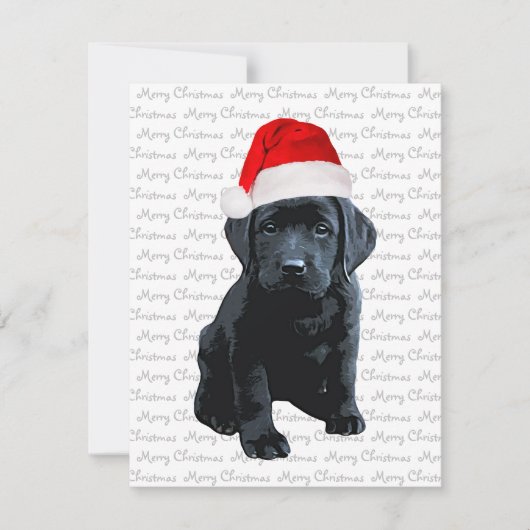 Zwart Lab Vrolijk Kerstmis Labrador Santa Puppy Ho Feestdagenkaart (Voorkant)