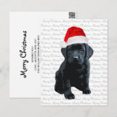 Zwart Lab Vrolijk Kerstmis Labrador Santa Puppy Ho Feestdagenkaart (Voorkant / Achterkant)