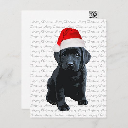 Zwart Lab Vrolijk Kerstmis Labrador Santa Puppy Ho Feestdagenkaart (Voorkant / Achterkant)