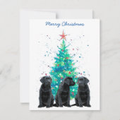 Zwart Lab Vrolijk Kerstmis Labrador Schattige Pupp Feestdagenkaart (Voorkant)