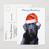 Zwart Lab Vrolijk Kerstmis Labrador Schattige Sant Feestdagenkaart (Voorkant / Achterkant)