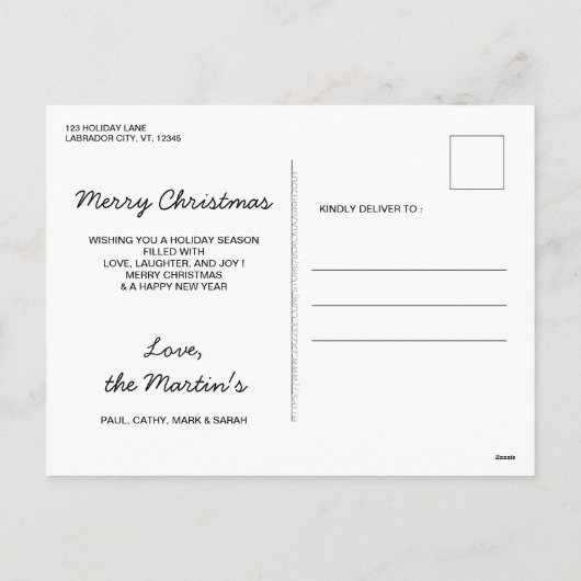 Zwart Lab Vrolijk Kerstmis Labrador Schattige Sant Feestdagenkaart (Achterkant)