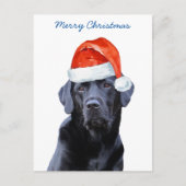 Zwart Lab Vrolijk Kerstmis Labrador Schattige Sant Feestdagenkaart (Voorkant)