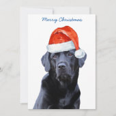Zwart Lab Vrolijk Kerstmis Labrador Schattige Sant Feestdagenkaart (Voorkant)