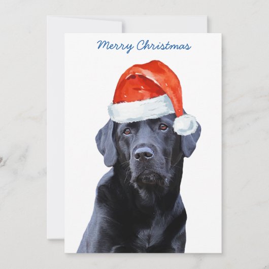 Zwart Lab Vrolijk Kerstmis Labrador Schattige Sant Feestdagenkaart (Voorkant)