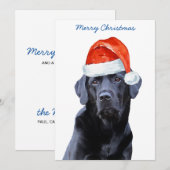 Zwart Lab Vrolijk Kerstmis Labrador Schattige Sant Feestdagenkaart (Voorkant / Achterkant)