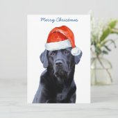Zwart Lab Vrolijk Kerstmis Labrador Schattige Sant Feestdagenkaart (Staand voorkant)