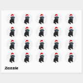 Zwart Lab Vrolijk Kerstmis Puppy Santa Dog Labrado Ronde Sticker (Vel)