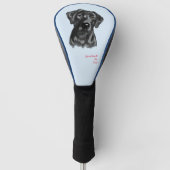 Zwart Lab Waterverf Hondengolfhoofd Hoesje Golfheadcover (Voorkant)