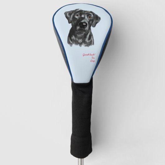 Zwart Lab Waterverf Hondengolfhoofd Hoesje Golfheadcover (Voorkant)