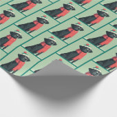 Zwart Lab-winterpatroon Cadeaupapier (Hoek)