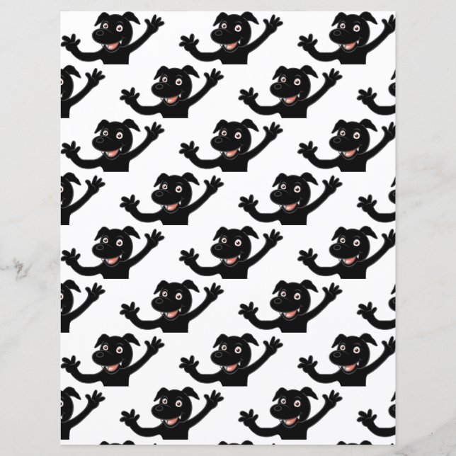 zwart lab zwaaiende cartoon (Voorkant)