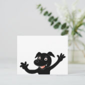 zwart lab zwaaiende cartoon briefkaart (Staand voorkant)