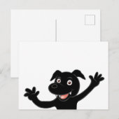 zwart lab zwaaiende cartoon briefkaart (Voorkant / Achterkant)