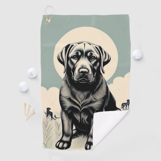 Zwart Labador Retriever Golf Handdoek (Insitu)