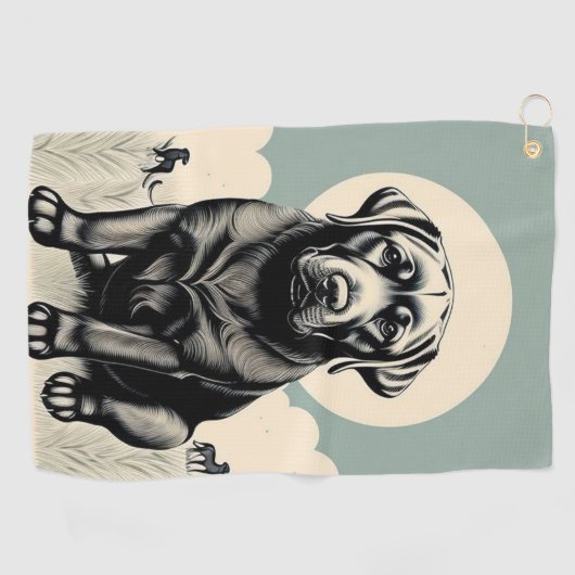 Zwart Labador Retriever Golf Handdoek (Horizontaal)