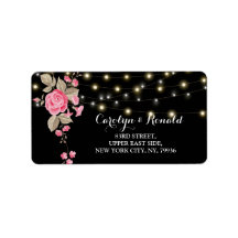 Zwart label met tekenreekslampjes