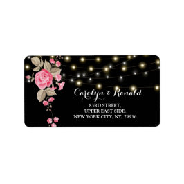 Zwart label met tekenreekslampjes