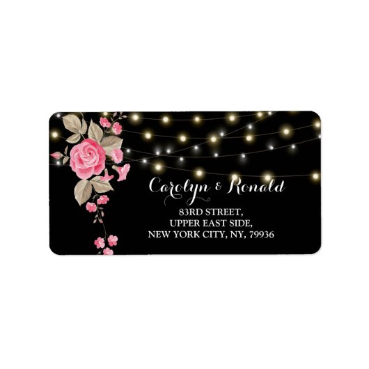 Zwart label met tekenreekslampjes (Voorkant)