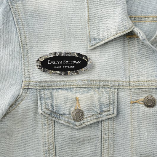 Zwart label met variabele naam naamplaatje (In situ)