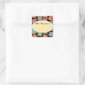 Zwart label met vierkante blokken (Tas)