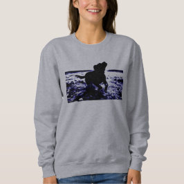 Zwart labo voor dames met sweatshirt in water