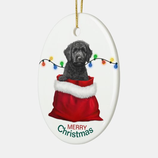 Zwart Labradoodle Hond Vakantie Geschenk Bag Keramisch Ornament (Links)