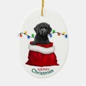 Zwart Labradoodle Hond Vakantie Geschenk Bag Keramisch Ornament (Voorkant)