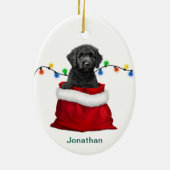 Zwart Labradoodle Hond Vakantie Geschenk Bag Keramisch Ornament (Achterkant)