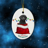 Zwart Labradoodle Hond Vakantie Geschenk Bag Keramisch Ornament