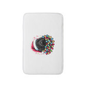 Zwart Labradoodle Kerstboom Kerstverlichting Doodl Badmat (Voorkant Verticaal)