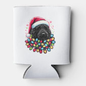 Zwart Labradoodle Kerstboom Kerstverlichting Doodl Blikjeskoeler (Voorkant)